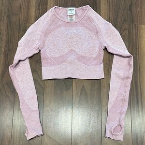 Gymshark Light Pink and Grey Long Sleeve Crop Top